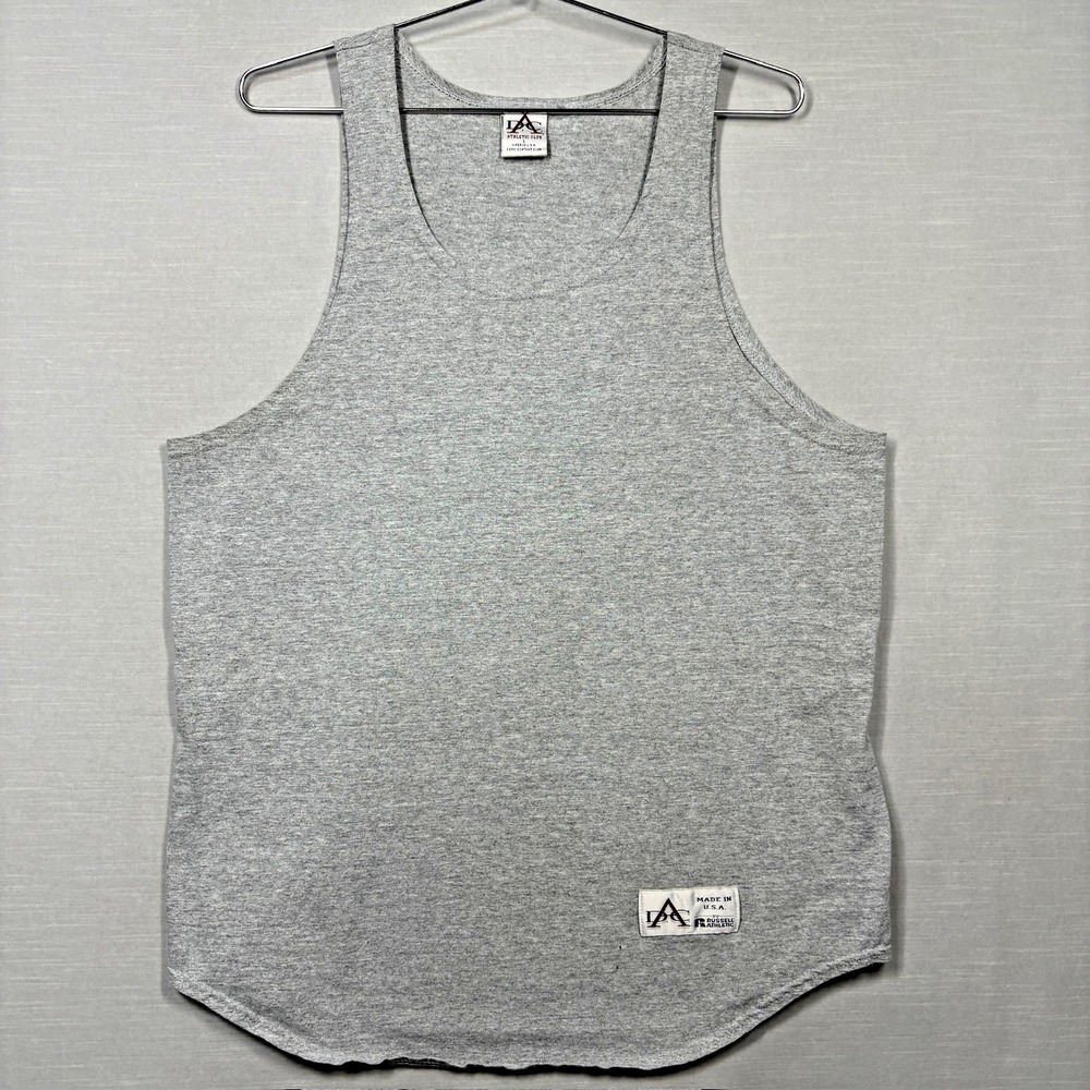 Vintage Russell Denver Athletic Club Tank Men L Gray USA Worn Holes Stained